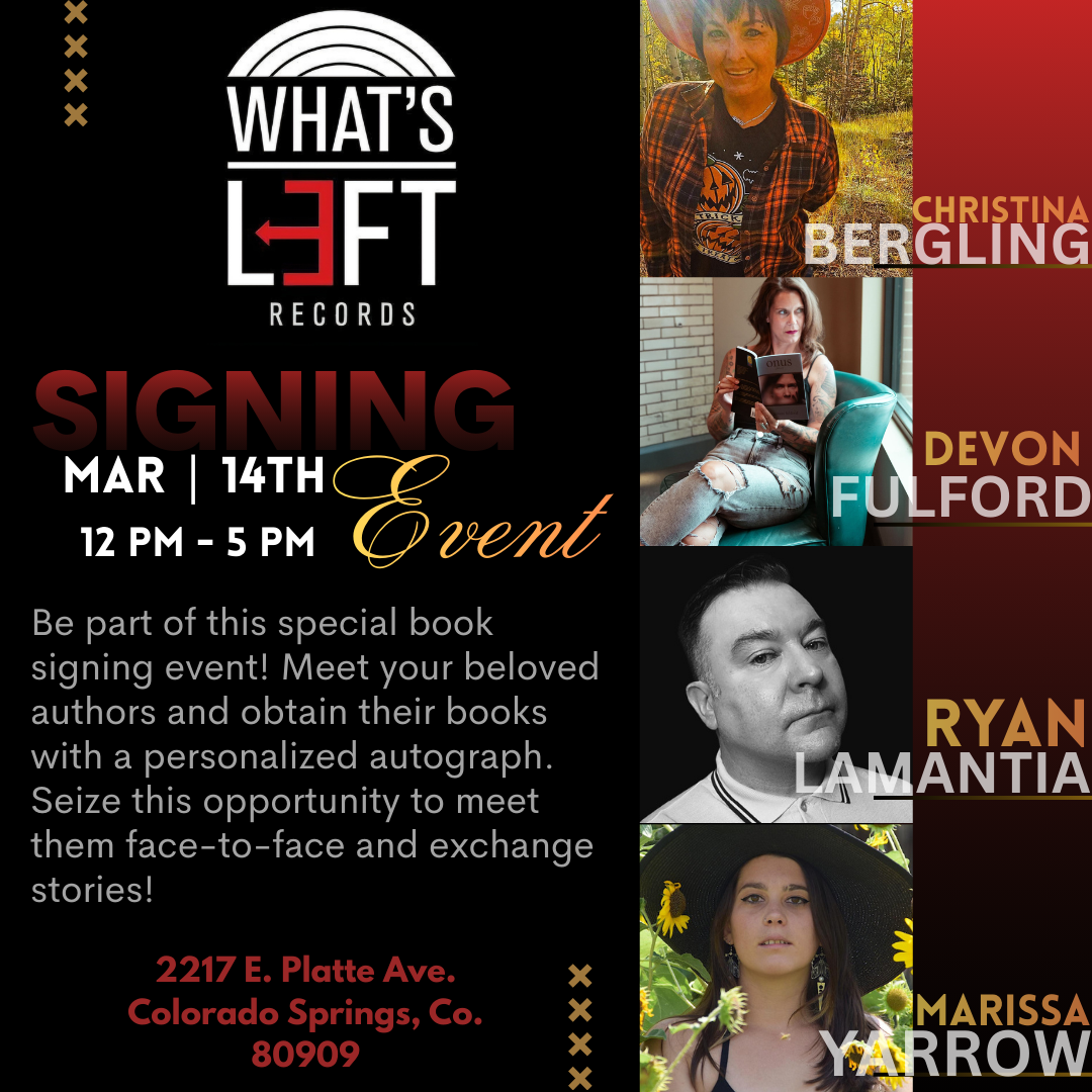 Book Signing at 2217 E. Platte Ave. Colorado Springs CO 80909 on 3-14-2026 from 12pm to 5pm